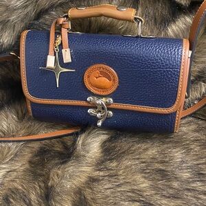 Navy and Brown Leather Women's Bag